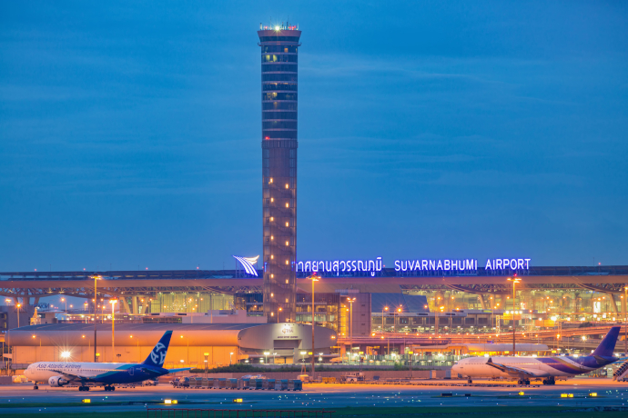 Suvarnabhumi Airport serves Bangkok and is the busiest international airport in Thailand.
